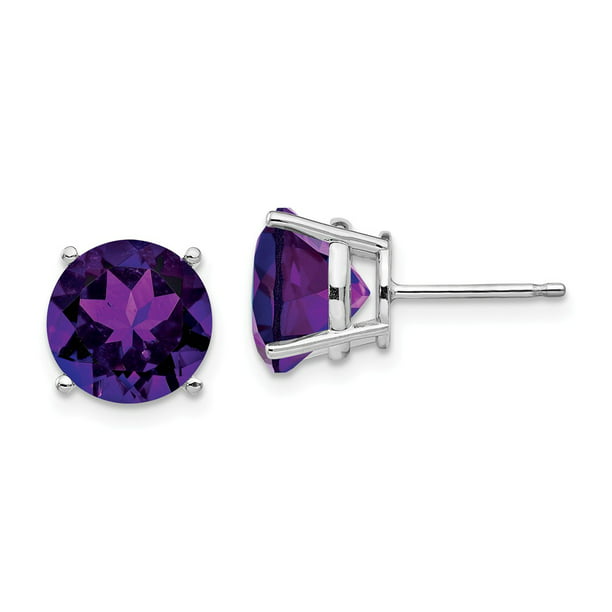 3.40 Cttw Round Cut Simulated Amethyst Stud Earrings in 14K Gold Over Sterling Silver 